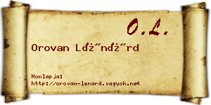 Orovan Lénárd névjegykártya